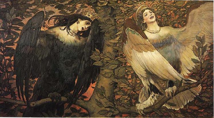 Sirin and Alkonost: Birds of Joy and Sorrow., Viktor Vasnetsov